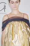 RENAISSANCE patchwork organza suspender dress RNS-ADA METALLIC-JIN gold